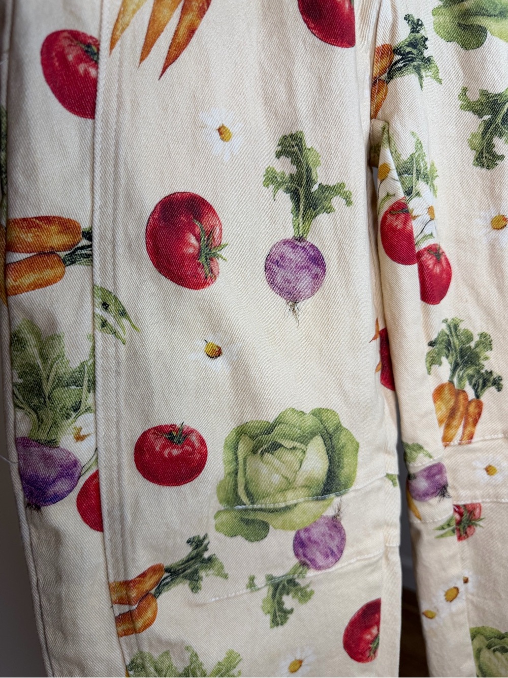 Vegetable Print Barrel Leg Jeans Size S High Rise Novelty Garden Pants - Picture 3 of 6